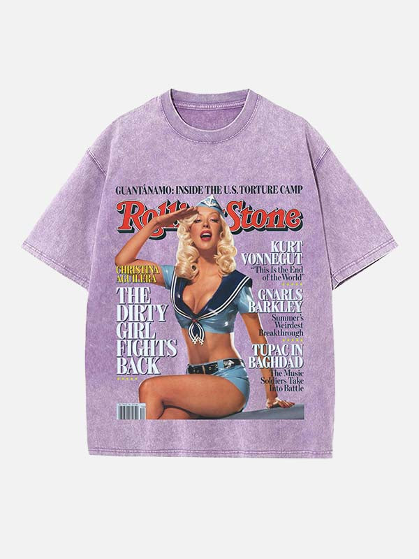 Christina Aguilera Print Round Neck T-shirt