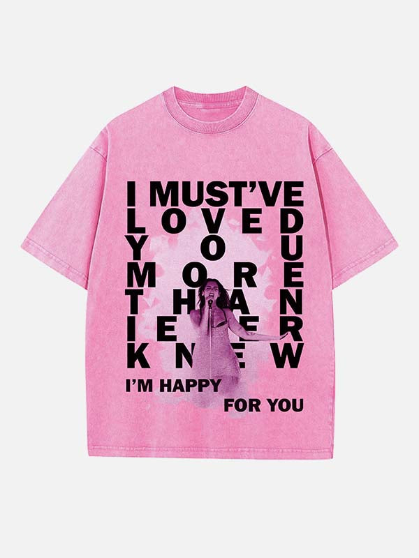 Dua Lipa Print Round Neck T-shirt