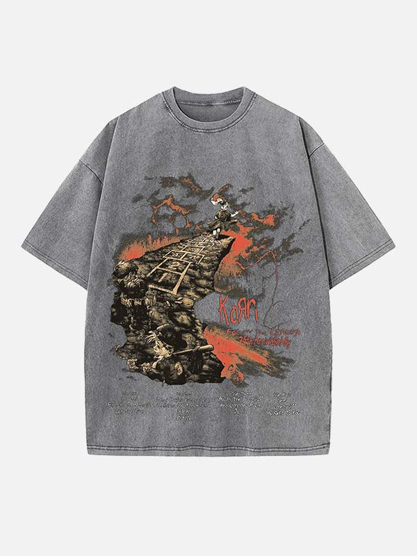 Korn Print Round Neck T-shirt