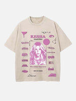 Kesha Print Round Neck T-shirt