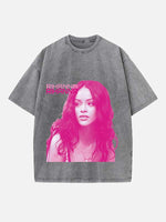 Rihanna Print Round Neck T-shirt