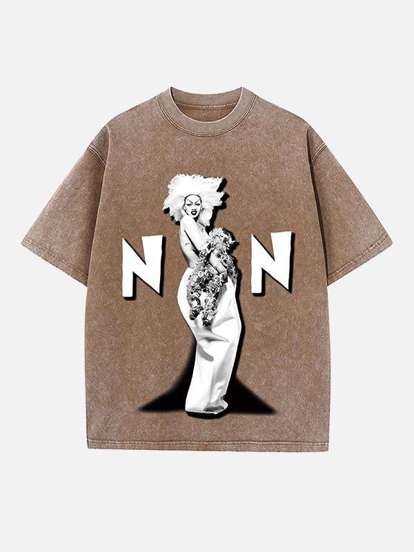 Rihanna Print Round Neck T-shirt