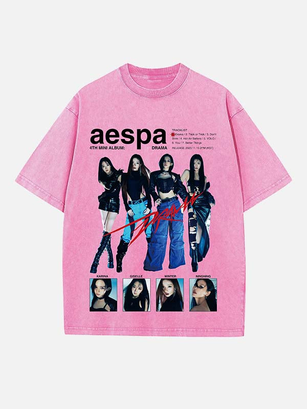 Aespa Print Round Neck T-shirt
