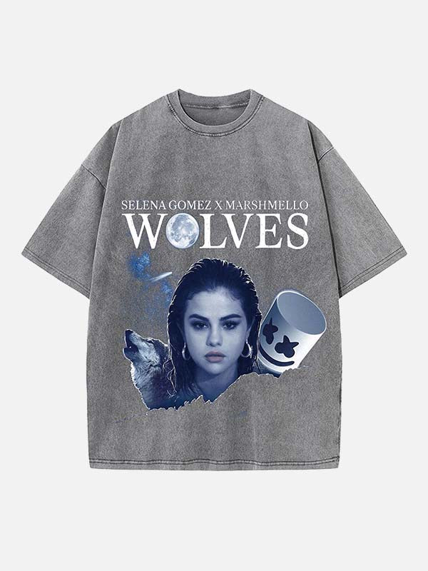 Selena Gomez Print Round Neck T-shirt