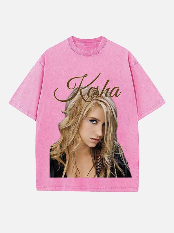 Kesha Print Round Neck T-shirt