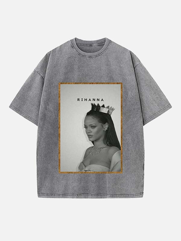 Rihanna Print Round Neck T-shirt