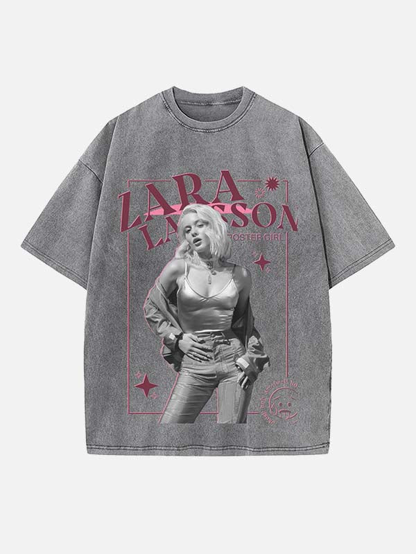 Zara Larsson Print Round Neck T-shirt