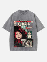 Lady Gaga Print Round Neck T-shirt