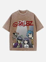 Gorillaz Print Round Neck T-shirt