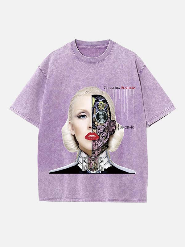 Christina Aguilera Print Round Neck T-shirt
