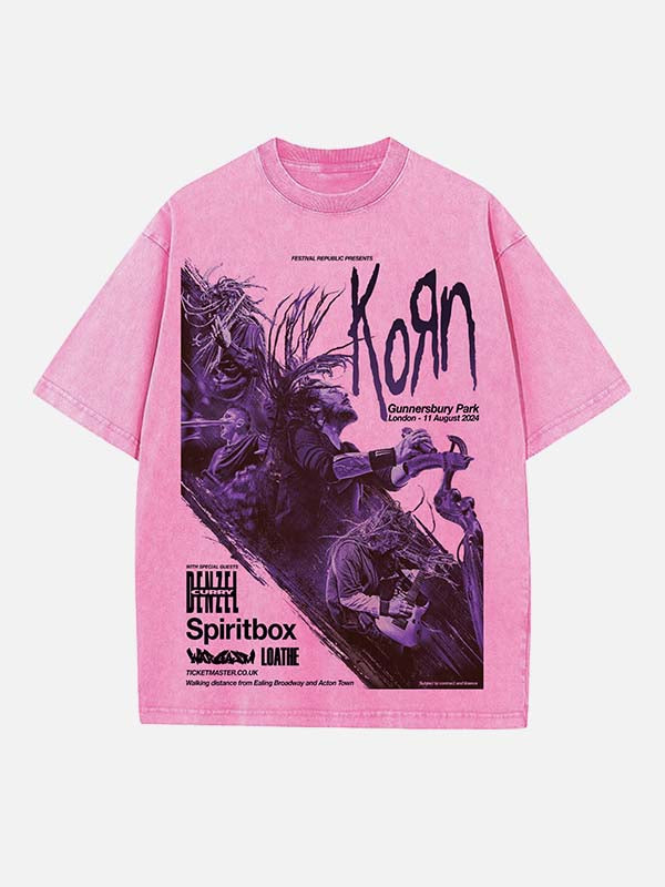 Korn Print Round Neck T-shirt