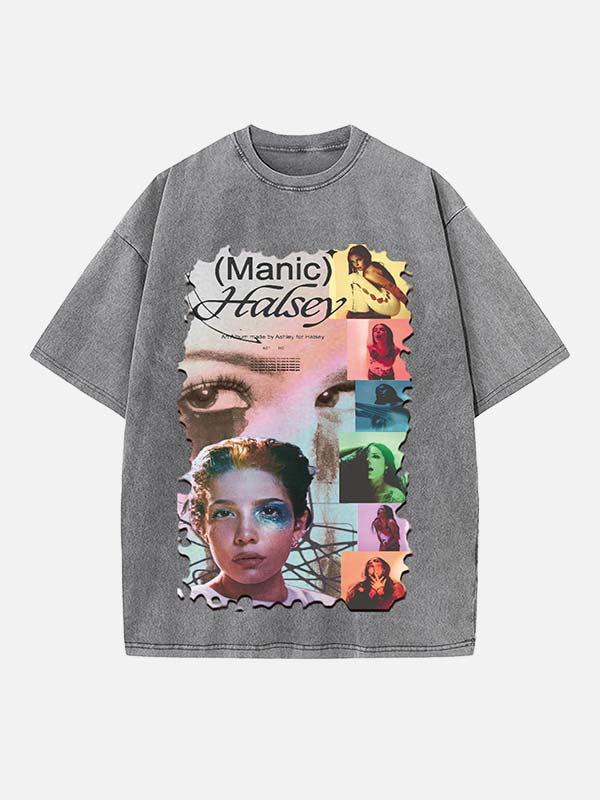 Halsey Print Round Neck T-shirt