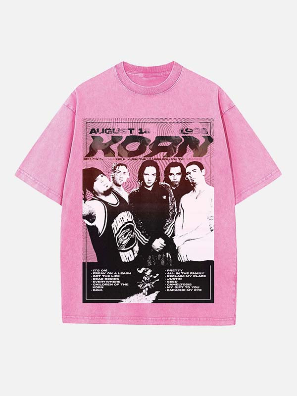 Korn Print Round Neck T-shirt