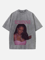 Rihanna Print Round Neck T-shirt