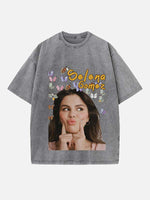 Selena Gomez Print Round Neck T-shirt