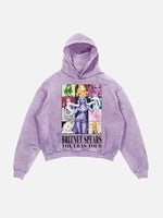 Britney Spears Print Slant Pockets Hoodie