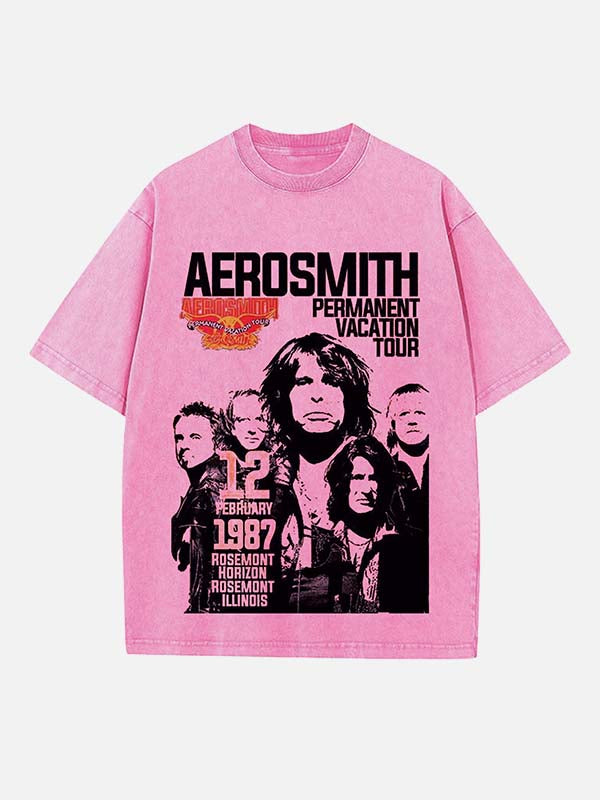 Aerosmith Print Round Neck T-shirt