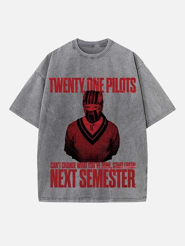 Twenty One Pilots Print Round Neck T-shirt