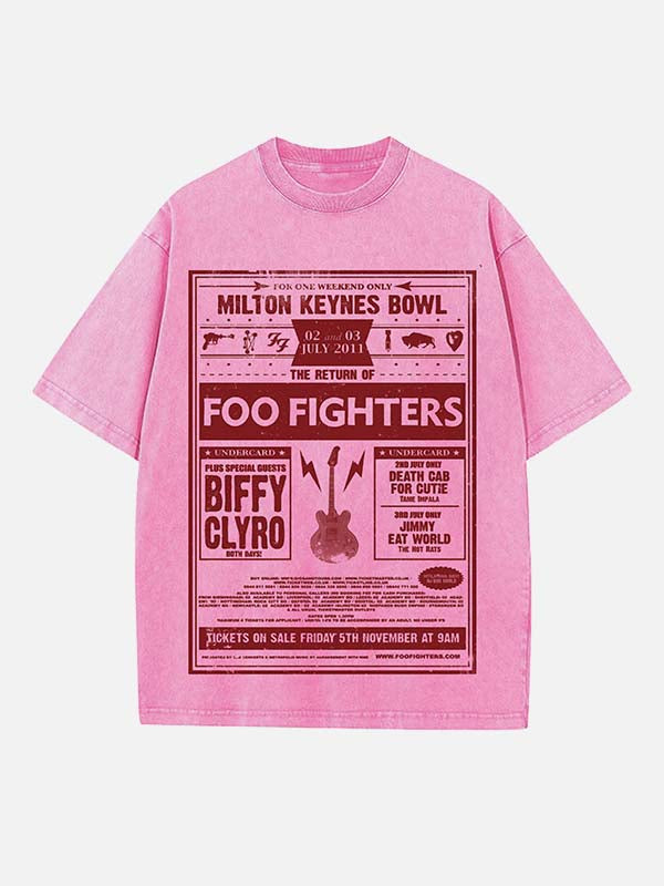 Foo Fighters Print Round Neck T-shirt