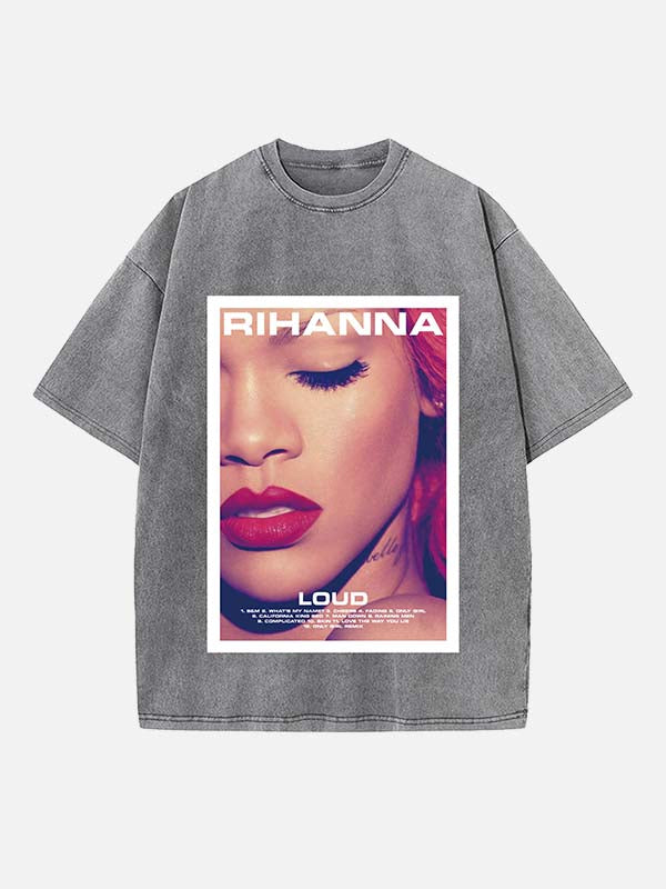 Rihanna Print Round Neck T-shirt