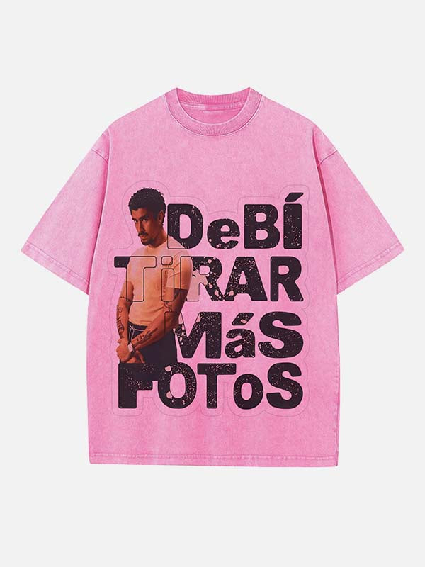 Bad Bunny Print Round Neck T-shirt