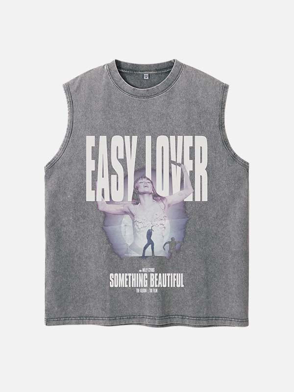 Miley Cyrus Print Round Neck Tank