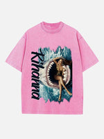 Rihanna Print Round Neck T-shirt