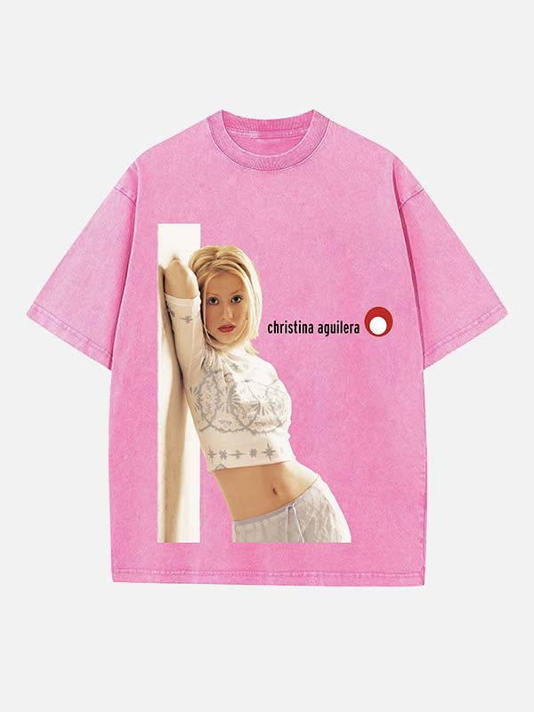 Christina Aguilera Print Round Neck T-shirt