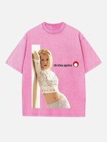 Christina Aguilera Print Round Neck T-shirt