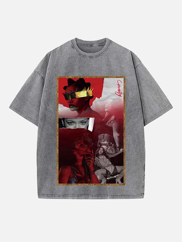 Rihanna Print Round Neck T-shirt