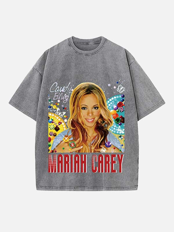 Mariah Carey Print Round Neck T-shirt