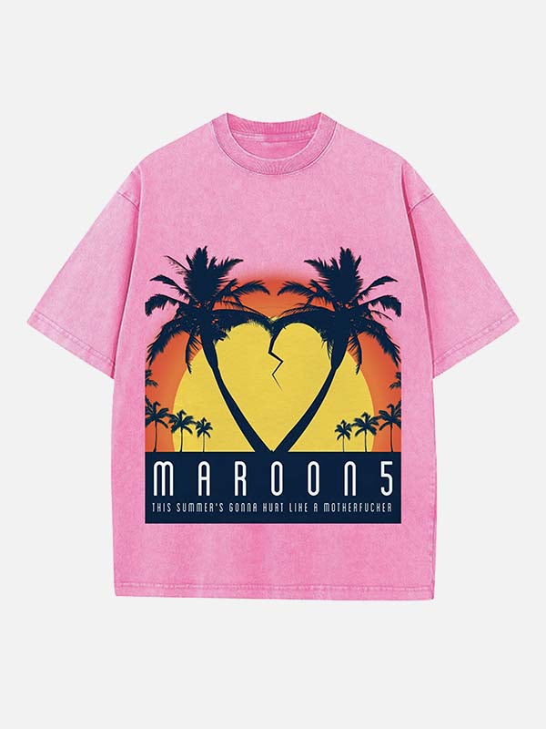 Maroon 5 Print Round Neck T-shirt