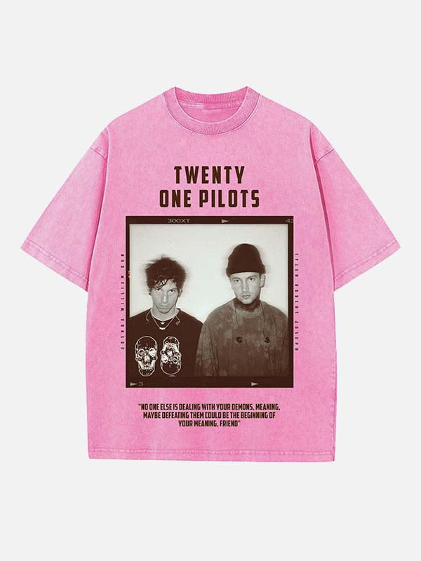 Twenty One Pilots Print Round Neck T-shirt