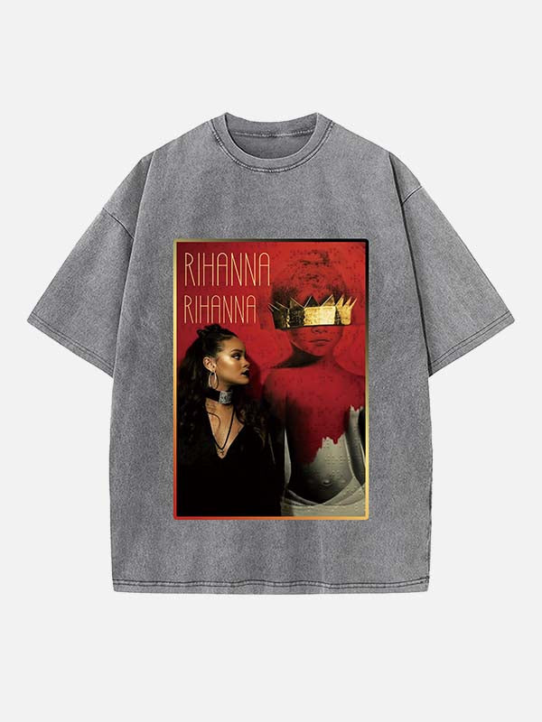 Rihanna Print Round Neck T-shirt