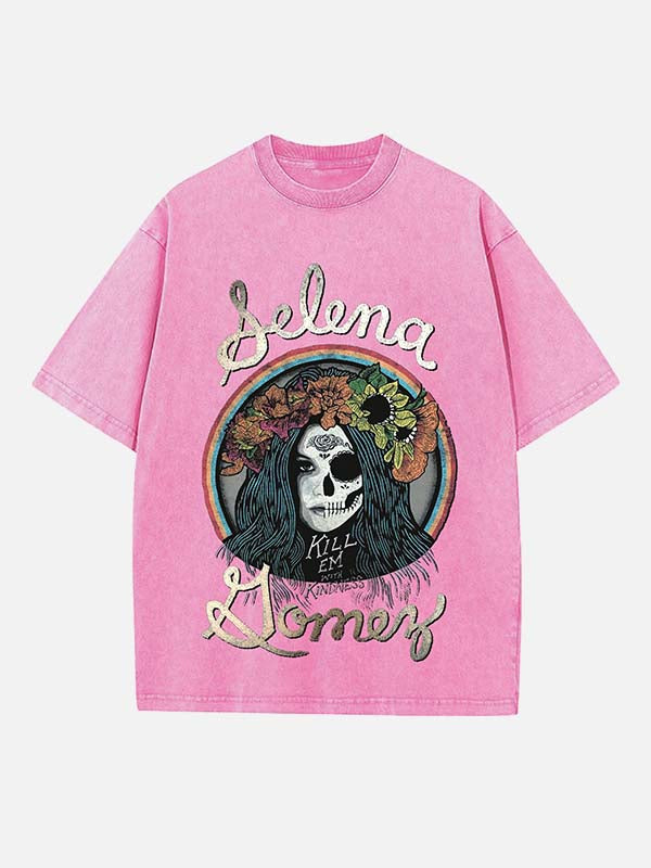 Selena Gomez Print Round Neck T-shirt