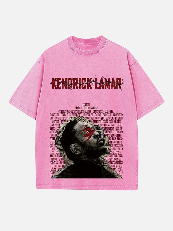 Kendrick Lamar Print Round Neck T-shirt