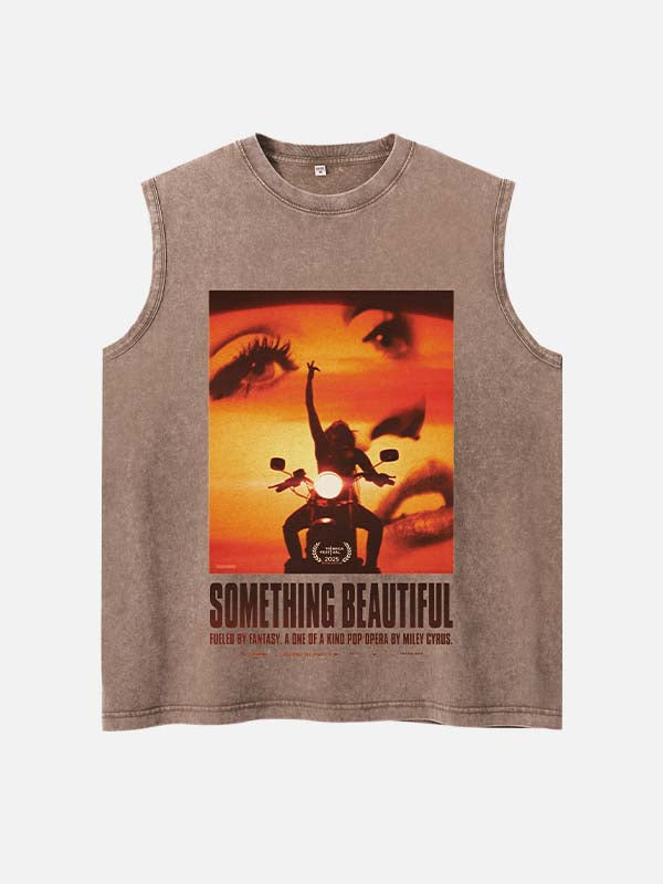 Miley Cyrus Print Round Neck Tank