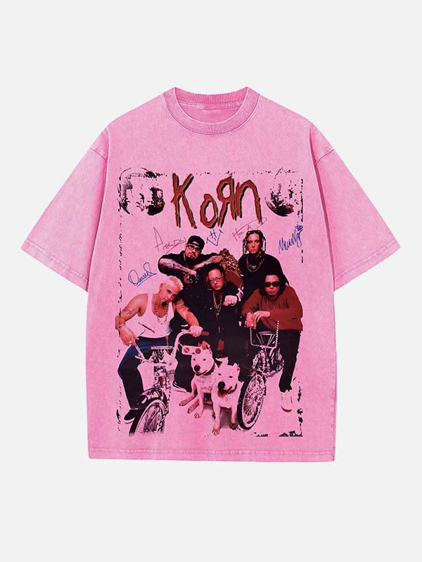 Korn Print Round Neck T-shirt