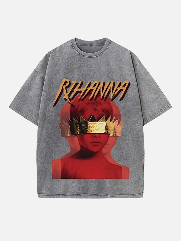 Rihanna Print Round Neck T-shirt