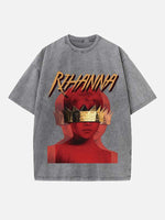 Rihanna Print Round Neck T-shirt