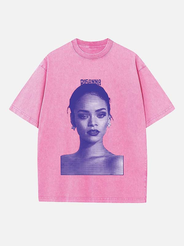 Rihanna Print Round Neck T-shirt