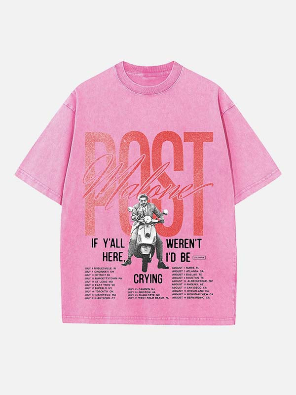 Post Malone Print Round Neck T-shirt