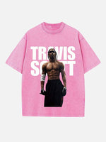 Travis Scott Print Round Neck T-shirt