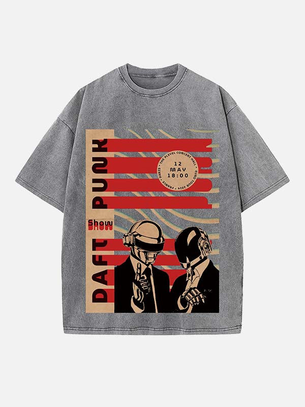 Daft Punk Print Round Neck T-shirt