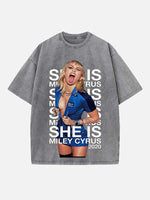 Miley Cyrus Print Round Neck T-shirt