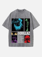 Gorillaz Print Round Neck T-shirt