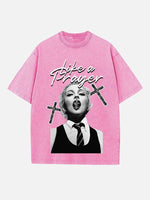 Madonna Print Round Neck T-shirt