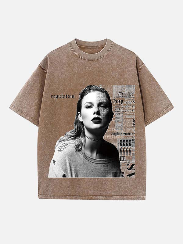 Taylor Swift Print Round Neck T-shirt