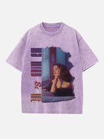 Selena Gomez Print Round Neck T-shirt