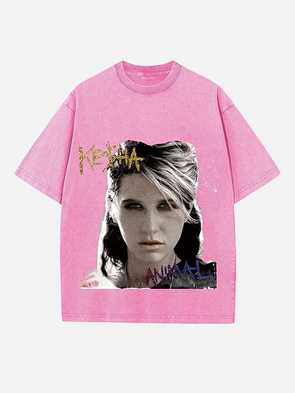 Kesha Print Round Neck T-shirt